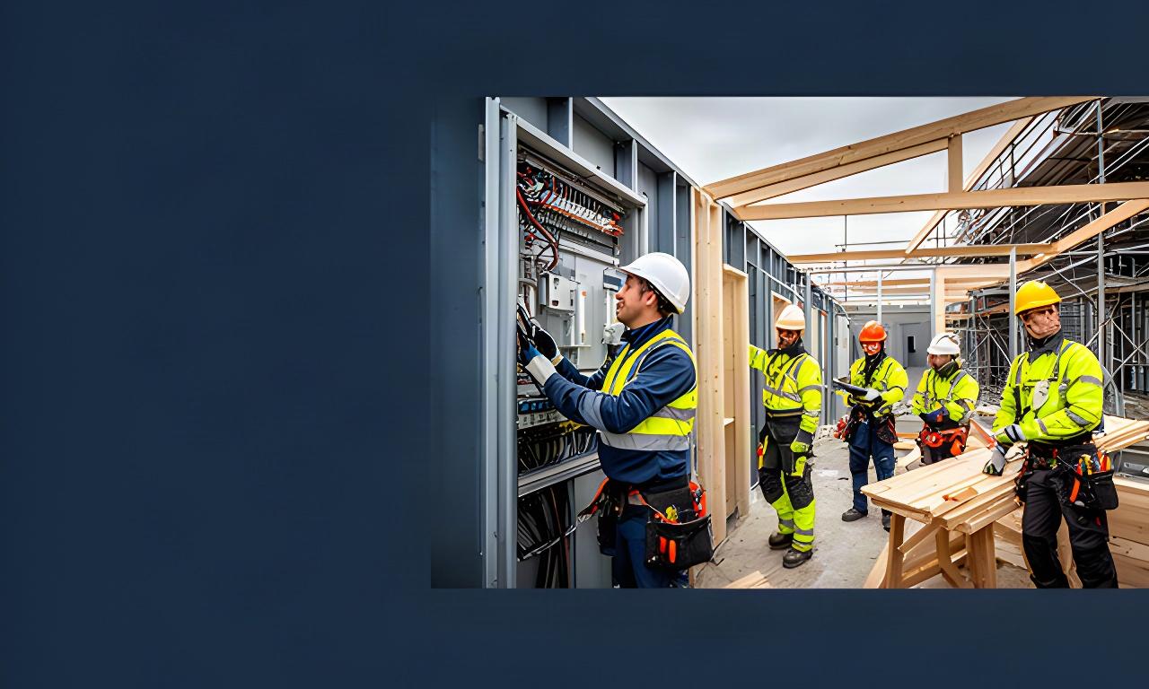 Monteurs en timmerlieden werken veilig op een bouwplaats in Noord-Holland